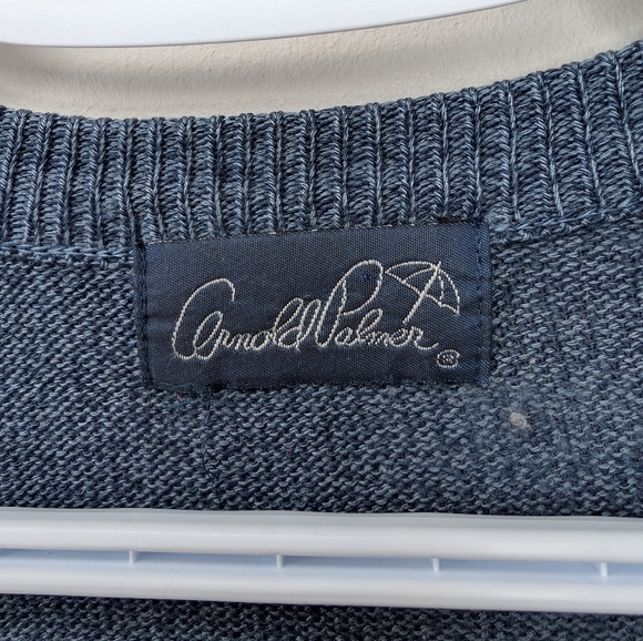 Arnold Palmer Vintage Blue Patchwork Knit Button Down Men's Cardigan XL - Picture 2 of 8